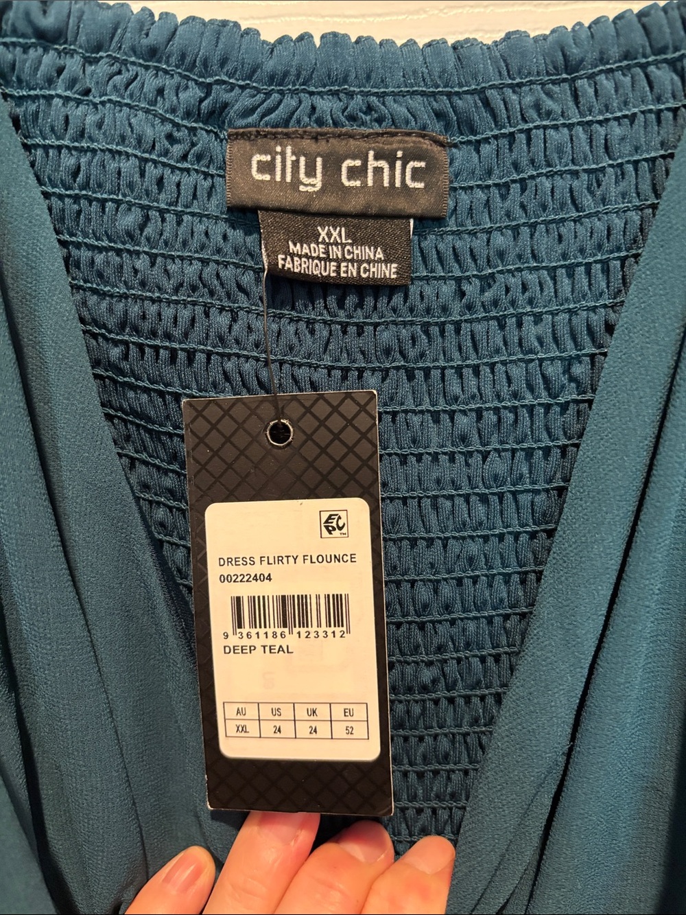 NWT City Chic Deep Teal Flirty Flounce Dress XXL (Plus 22/24) Balloon Sleeve - Picture 3 of 5